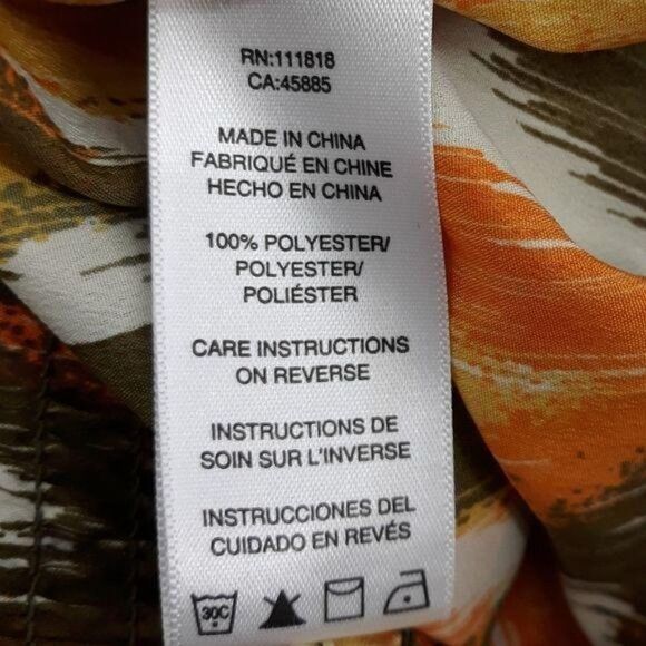 Michael Kors Warm 70's Multi Color Jewel Neck Short Flutter Sleeve Blouse Sz XL - Picture 10 of 12